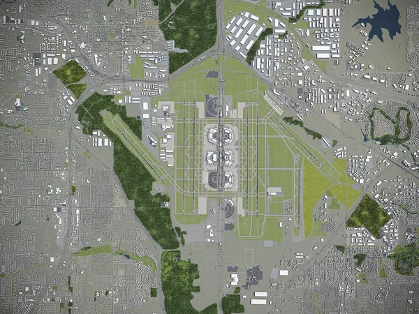 Dallas Fort Worth International Airport Renderowanie Lotnicze Modelu — Zdjęcie stockowe