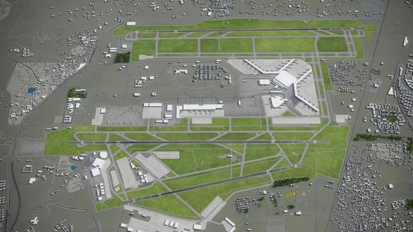Delhi Indira Gandhi International Airport Modell Luftwiedergabe — Stockfoto