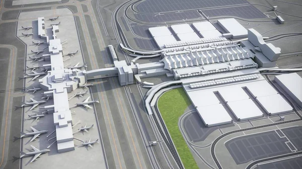 Aéroport International Denver Modèle Rendu Aérien — Photo