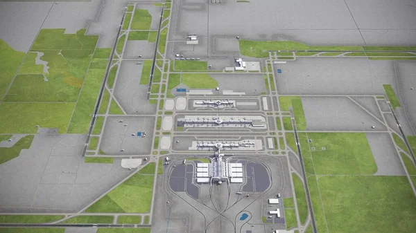 Международный Аэропорт Денвера Модель Воздушного Рендеринга — стоковое фото