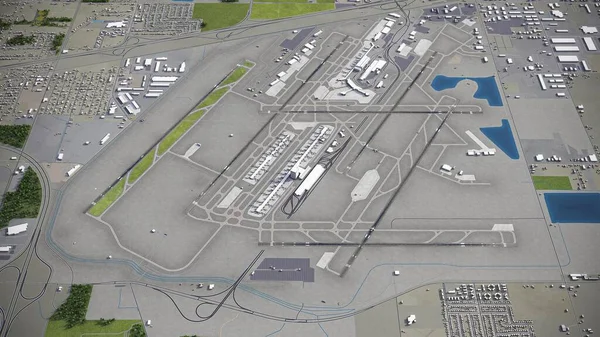 Detroit Metropolitan Wayne County Airport Modelo Representación Aérea — Foto de Stock