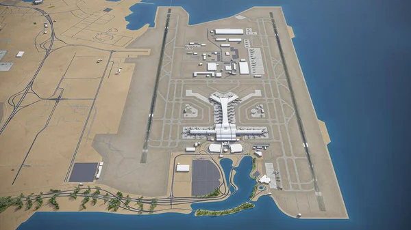 Doha Hamad Uluslararası Havalimanı Model Hava Görüntüleme — Stok fotoğraf