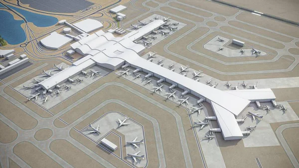 Aeropuerto Internacional Doha Hamad Modelo Representación Aérea — Foto de Stock