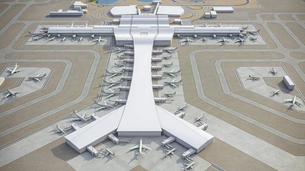 Aéroport International Doha Hamad Modèle Rendu Aérien — Photo