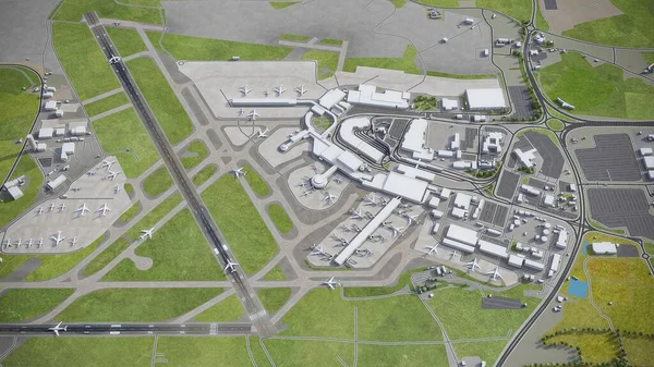 Dublin Airport Modell Antenn Rendering — Stockfoto