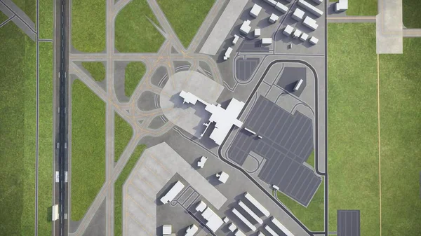 Eugene Airport Модель Воздушного Рендеринга — стоковое фото