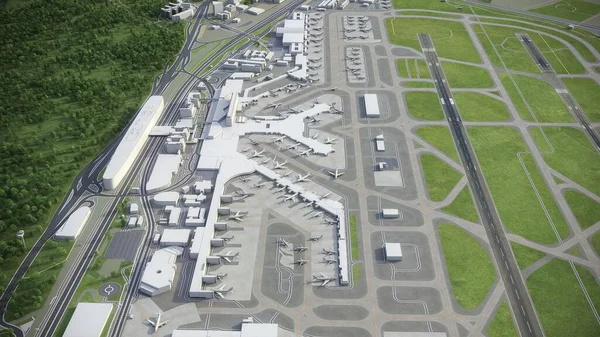 Αεροδρόμιο Φρανκφούρτης Μοντέλο Εναέρια Απόδοση — Φωτογραφία Αρχείου