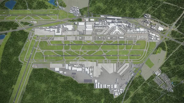 Frankfurt Airport Model Luchtweergave — Stockfoto