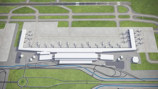 Jakarta Soekarno Hatta Uluslararası Havalimanı Model Hava Görüntüleme — Stok fotoğraf