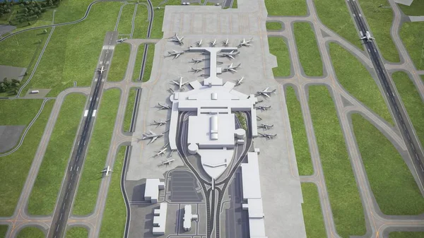 Aeropuerto Internacional John Glenn Columbus Modelo Representación Aérea — Foto de Stock