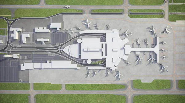 Aeroporto Internacional John Glenn Columbus Renderização Aérea Modelo — Fotografia de Stock