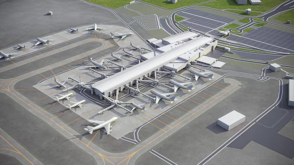Aéroport International Larnaca Modèle Rendu Aérien — Photo