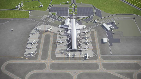 Διεθνές Αεροδρόμιο Λάρνακας Model Aerial Rendering — Φωτογραφία Αρχείου