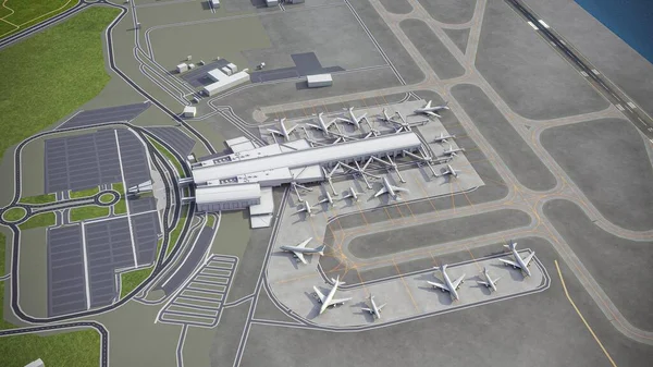 Aeroporto Internacional Larnaca Renderização Aérea Modelo — Fotografia de Stock