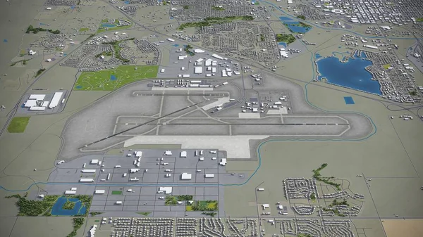 柏林机场 3D模型空中渲染 — 图库照片