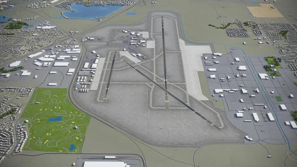 Linkoln Havalimanı - 3D model hava görüntüleme