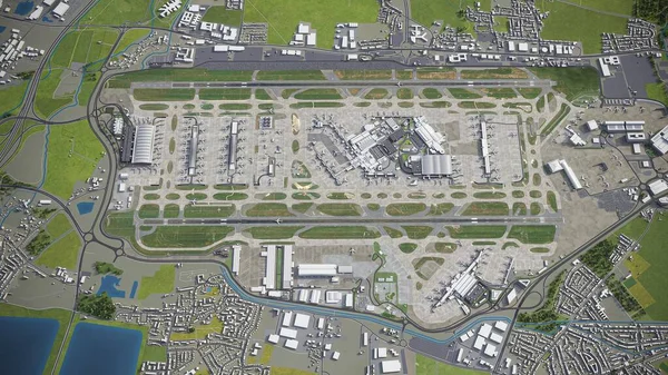 London Heathrow Airport Modell Antenn Rendering — Stockfoto