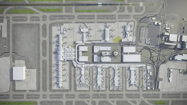 Aéroport International Los Angeles Modèle Rendu Aérien — Photo