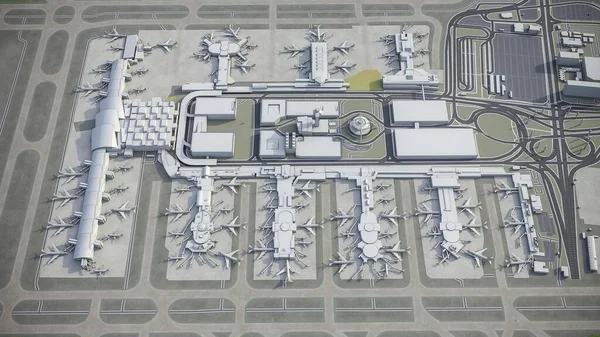 Los Angeles Uluslararası Havalimanı Model Hava Görüntüleme — Stok fotoğraf