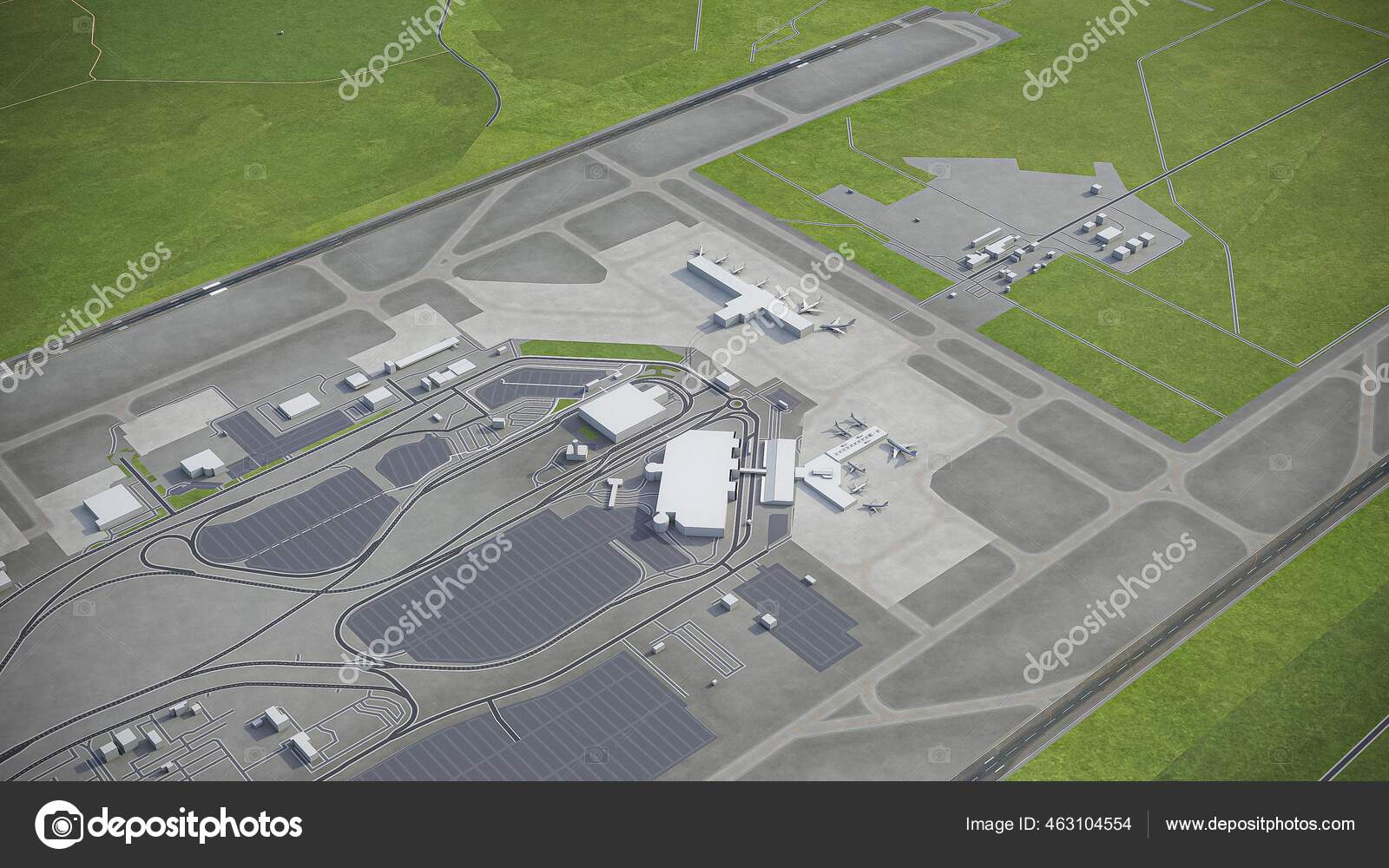 Sacramento International Airport Smf Model Aerial Rendering — Stock ...