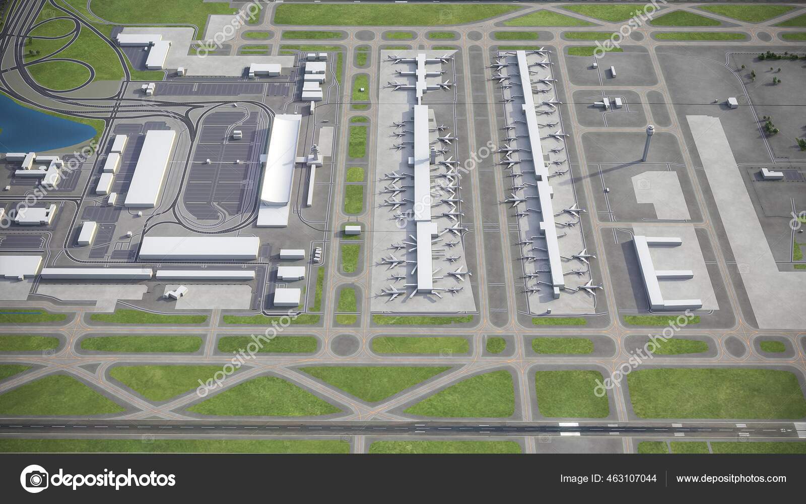 Washington Dulles International Airport Iad Model Aerial Rendering