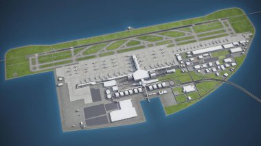Nagoya Chubu Centrair Uluslararası Havalimanı - 3D model hava görüntüleme