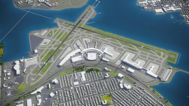 New York LaGuardia Havaalanı - 3D model hava görüntüleme