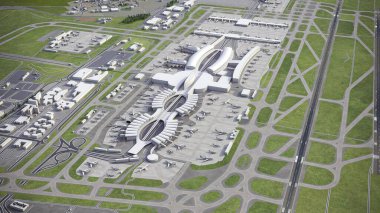 Paris Charles de Gaulle Havaalanı - 3D model hava görüntüleme