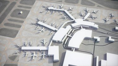 Salt Lake City Airport - SLC - 3D model aerial rendering clipart