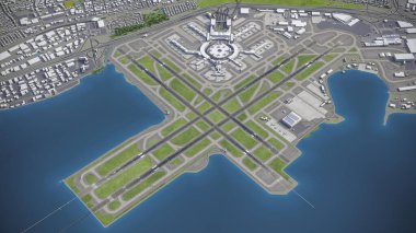 San Francisco Uluslararası Havalimanı - SFO - 3D model hava görüntüleme