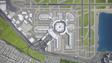 San Francisco Uluslararası Havalimanı - SFO - 3D model hava görüntüleme