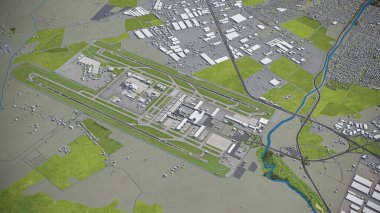 Santiago Arturo Merino Ben? tez Havalimanı - SCL - 3D model hava görüntüleme
