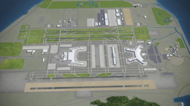 Seul Incheon Uluslararası Havalimanı - ICN - 3D model hava görüntüleme
