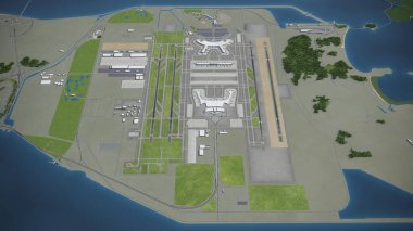 Seul Incheon Uluslararası Havalimanı - ICN - 3D model hava görüntüleme