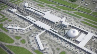 Singapur Changi Havaalanı - SIN - 3D model hava görüntüleme