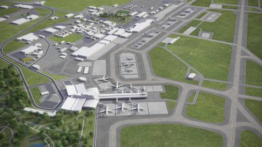 Sofya Uluslararası Havalimanı - SOF - 3D model hava görüntüleme