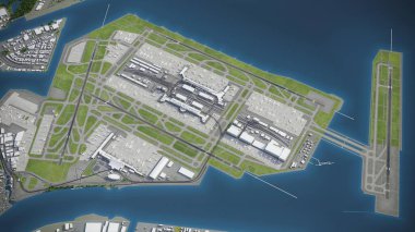 Tokyo Haneda Havaalanı - HND - 3D model hava görüntüleme