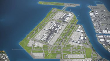Tokyo Haneda Havaalanı - HND - 3D model hava görüntüleme