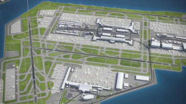 Tokyo Haneda Airport - HND - 3D model aerial rendering clipart