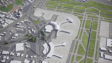 Toronto Pearson Uluslararası Havalimanı - YYZ - 3D model hava görüntüleme