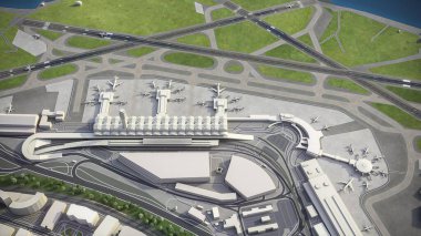 Washington Ronald Reagan Ulusal Havalimanı - DCA - 3D model hava görüntüleme