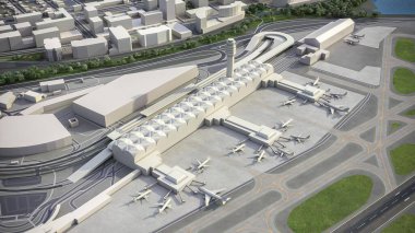 Washington Ronald Reagan Ulusal Havalimanı - DCA - 3D model hava görüntüleme