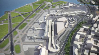 Washington Ronald Reagan Ulusal Havalimanı - DCA - 3D model hava görüntüleme