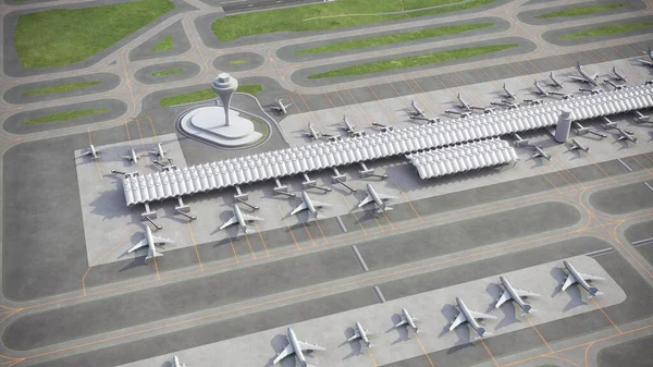 Aeroporto Madrid Barajas Renderização Aérea Modelo — Fotografia de Stock