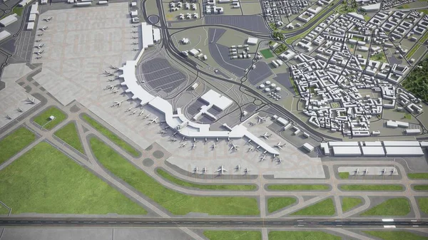 Madrid Barajas Havalimanı Model Hava Görüntüleme — Stok fotoğraf