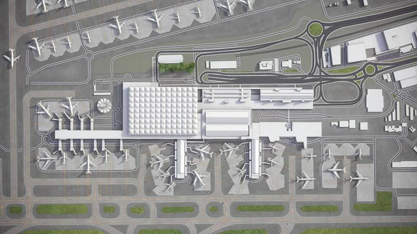 Malaga - Costa del Sol Havaalanı - 3D model hava görüntüleme