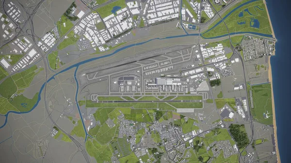 Malaga - Costa del Sol Havaalanı - 3D model hava görüntüleme