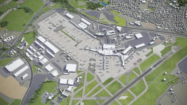 Manchester Airport Model Luchtweergave — Stockfoto