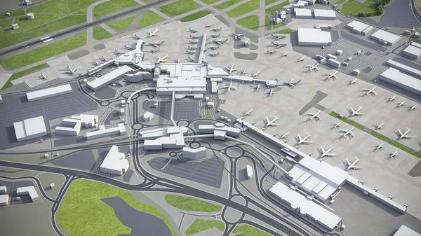 Manchester Airport Modèle Rendu Aérien — Photo