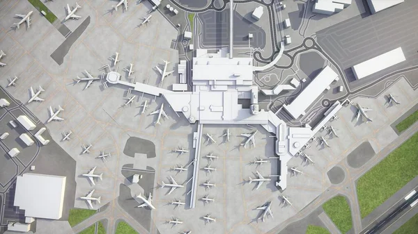 Manchester Airport Modell Légi Renderelés — Stock Fotó